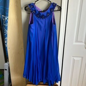 Vintage silk blue beaded dress
